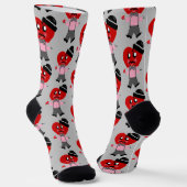 Fun Red Heart Mannen Valentijnse Crew Socks Sokken (Gebogen)