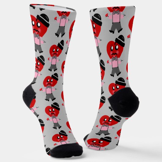 Fun Red Heart Mannen Valentijnse Crew Socks Sokken (Gebogen)
