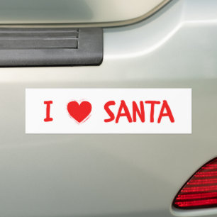Fun Red kerst I Love Santa Heart Bumpersticker