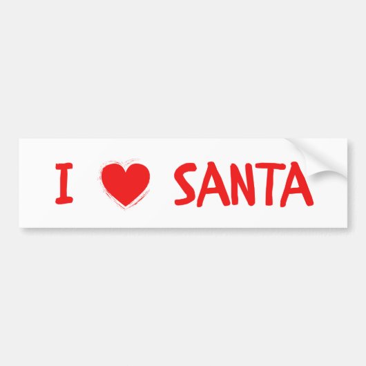 Fun Red kerst I Love Santa Heart Bumpersticker (Voorkant)