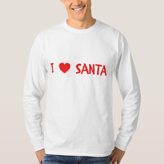 Fun Red Kerstmis I Love Santa Heart Man T-shirt (Voorkant)