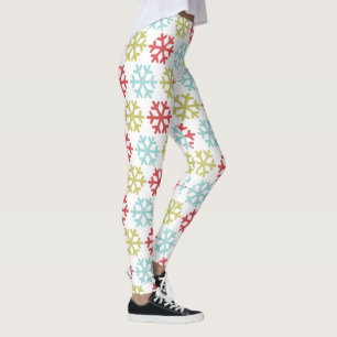 Fun Red Lime Green Aqua Blue Snowflakes Patroon Leggings