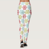 Fun Red Lime Green Aqua Blue Snowflakes Patroon Leggings (Achterkant)