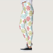 Fun Red Lime Green Aqua Blue Snowflakes Patroon Leggings (Links)