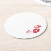 FUN! Red Lipstick Prints Napkins Ronde Kartonnen Onderzetter (Gebogen)