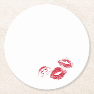FUN! Red Lipstick Prints Napkins Ronde Kartonnen Onderzetter