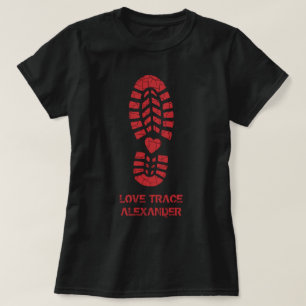 Fun Red Love Boot Print & Heart persoonlijke naam T-shirt