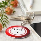 Fun Red Lucky Number Bingo Ball Theme Sleutelhanger (Zijkant)