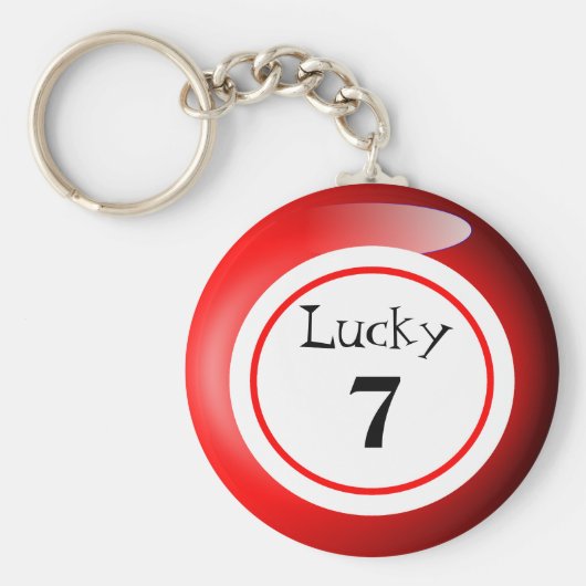 Fun Red Lucky Number Bingo Ball Theme Sleutelhanger (Voorkant)