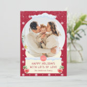 Fun Red Merry Wereldbol Snow-fotokaart Kaart (Staand voorkant)