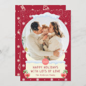 Fun Red Merry Wereldbol Snow-fotokaart Kaart (Voorkant / Achterkant)