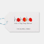Fun Red Nose Ho Ho Kerstmis Cadeaulabel (Achterkant Horizontaal)
