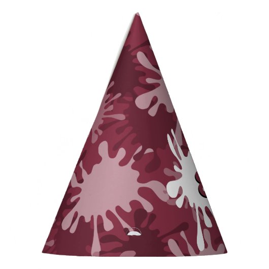 Fun Red Painting Splatter 8th Birthday Paper Feesthoedjes (Links)