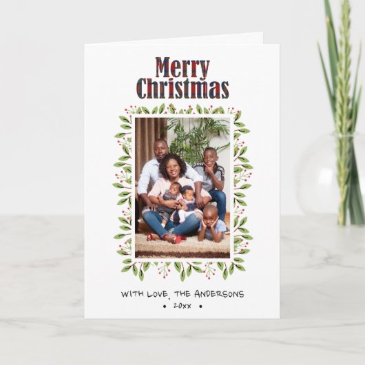 Fun Red Pset Script Red Berry kerst Feestdagen Kaart (Voorkant)