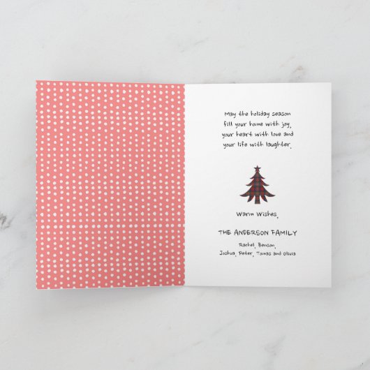 Fun Red Pset Script Red Berry kerst Feestdagen Kaart (Binnen)