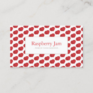Fun Red Realistic Raspberry Pattern Visitekaartje