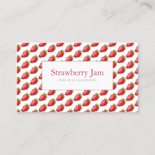 Fun Red Realistic Strawberry Pattern Visitekaartje (Voorkant)