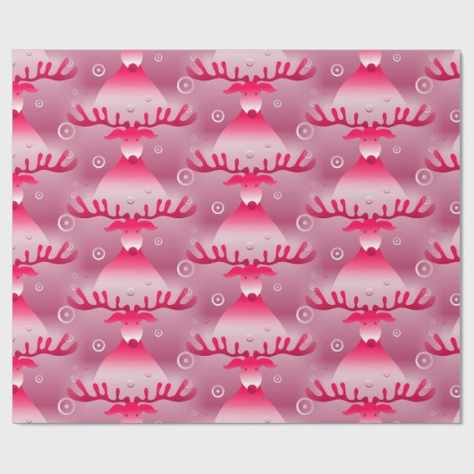 Fun Red Reindeer Cadeaupapier (Vlak)