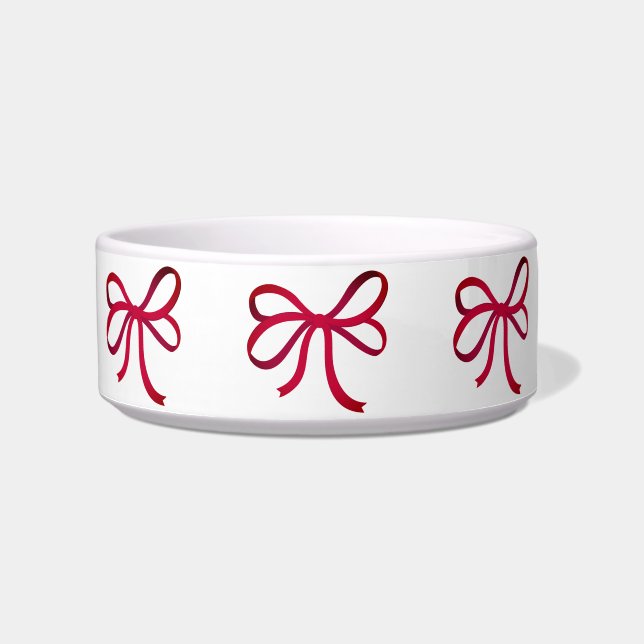 Fun Red Ribbon Bows Voerbakje (Voorkant)