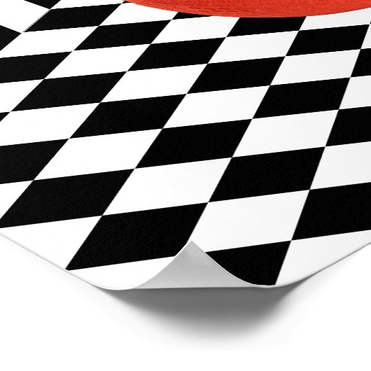 Fun Red Round Collage Black & White Stripes Poster (Hoek)