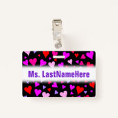 Fun Red, Roze, Paars en Magenta Hearts Patroon Badge (Achterkant met clip)