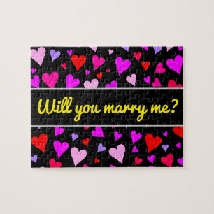 Fun Red, Roze, Paars en Magenta Hearts Patroon Legpuzzel