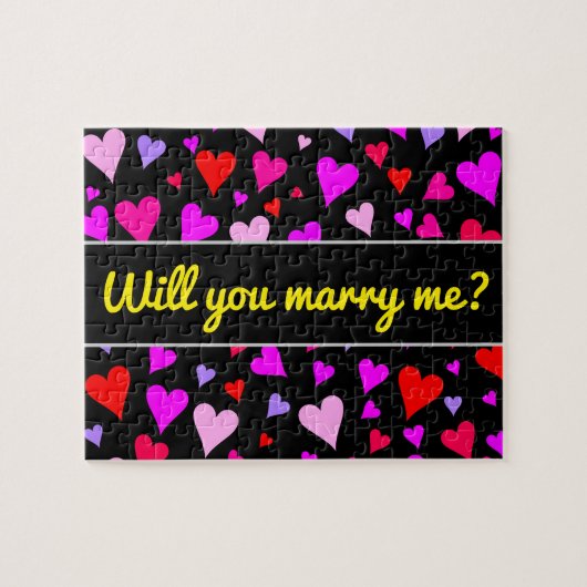 Fun Red, Roze, Paars en Magenta Hearts Patroon Legpuzzel (Horizontaal)