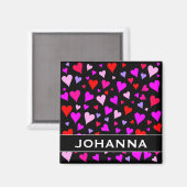 Fun Red, Roze, Paars en Magenta Hearts Patroon Magneet (Voorkant / Achterkant)
