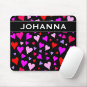 Fun Red, Roze, Paars en Magenta Hearts Patroon Muismat (Met muis)