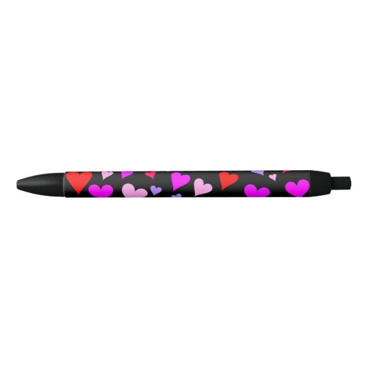 Fun Red, Roze, Paars en Magenta Hearts Patroon Pen (Voorkant)