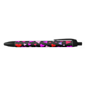Fun Red, Roze, Paars en Magenta Hearts Patroon Pen (Bovenkant)