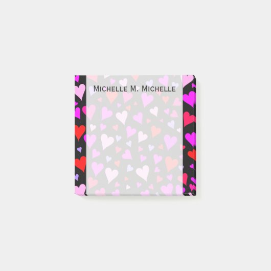 Fun Red, Roze, Paars en Magenta Hearts Patroon Post-it® Notes (Voorkant)