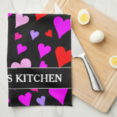 Fun Red, Roze, Paars en Magenta Hearts Patroon Theedoek (Quarter Fold)