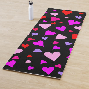 Fun Red, Roze, Paars en Magenta Hearts Patroon Yogamat