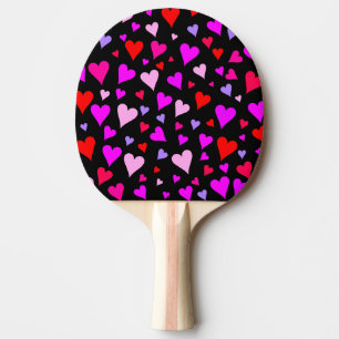 Fun Red, Roze, Paarse & Magenta Hearts Patroon Tafeltennisbatje