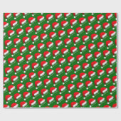 Fun Red Santa Claus Pet HOHOHO over groen Cadeaupapier (Vlak)