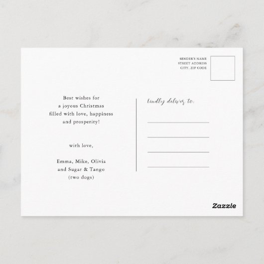 Fun Red Script Green Stockings Candy Cane Floral Briefkaart (Achterkant)