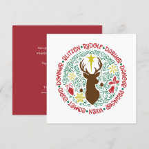 Fun Red Script Santa Reindeer Name met kerstnaam