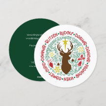 Fun Red Script Santa Reindeer Name met kerstnaam