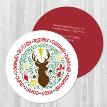 Fun Red Script Santa Reindeer Name met kerstnaam