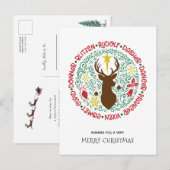 Fun Red Script Santa Reindeer Name met kerstnaam Feestdagenkaart (Voorkant / Achterkant)