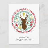 Fun Red Script Santa Reindeer Name met kerstnaam Feestdagenkaart (Voorkant)