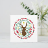 Fun Red Script Santa Reindeer Name met kerstnaam Feestdagenkaart (Staand voorkant)