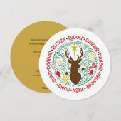 Fun Red Script Santa Reindeer Name met kerstnaam Feestdagenkaart (Voorkant / Achterkant)