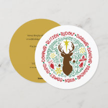 Fun Red Script Santa Reindeer Name met kerstnaam