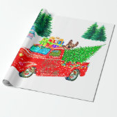 Fun Red Truck Snowmen, Dog Kerstmis Cadeaupapier (Uitgerold)