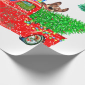 Fun Red Truck Snowmen, Dog Kerstmis Cadeaupapier (Hoek)