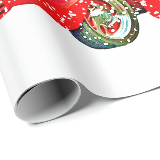 Fun Red Truck Snowmen, Dog Kerstmis Cadeaupapier (Rol Hoek)