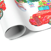 Fun Red Truck Snowmen, Dog Kerstmis Cadeaupapier (Rol Hoek)
