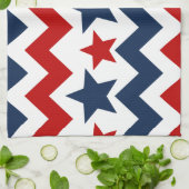 Fun Red White Blue Chevron Stars en Stripes Theedoek (Gevouwen)